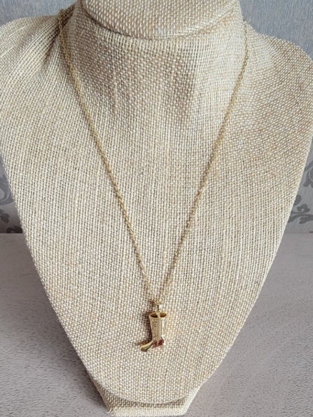 Western Cowboy Boot Gold Tone Necklace